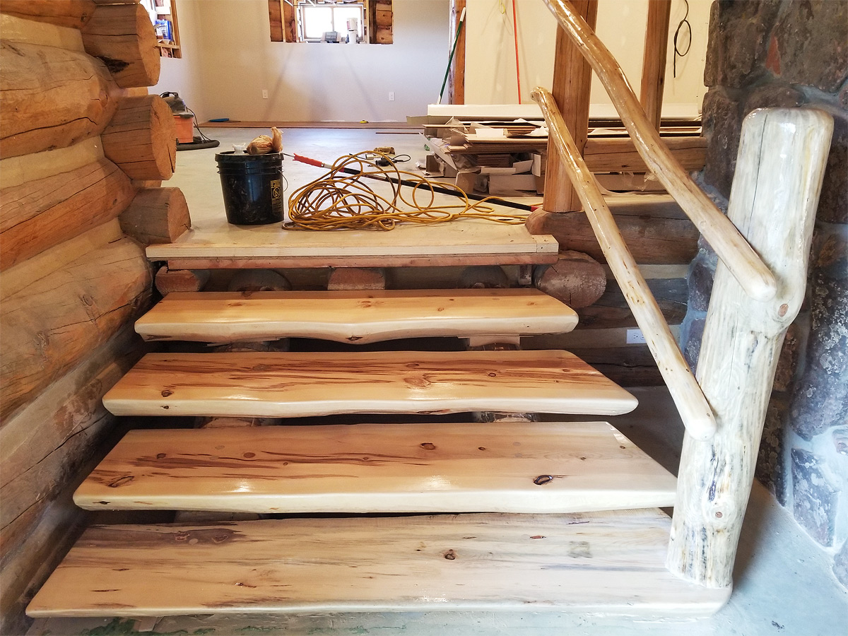 Hand Made Log Stairs