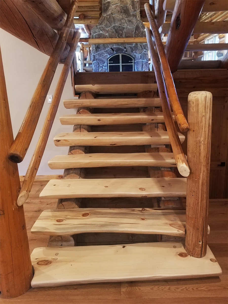Refurbished Log Home Stairs
