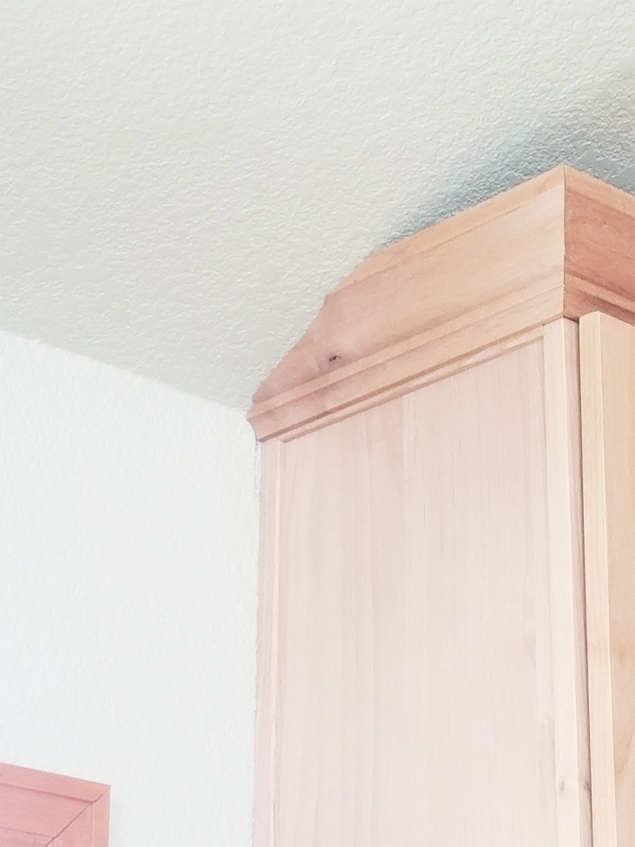 Cabinet cut for angles ceiling