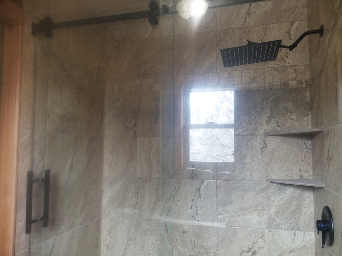 Shower Stall and Glass Upper View