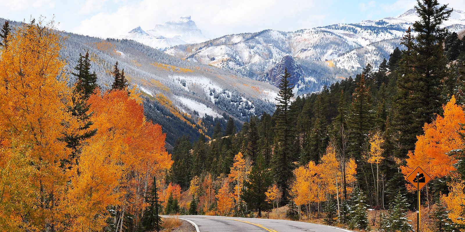 Rocky Mountain road in fall