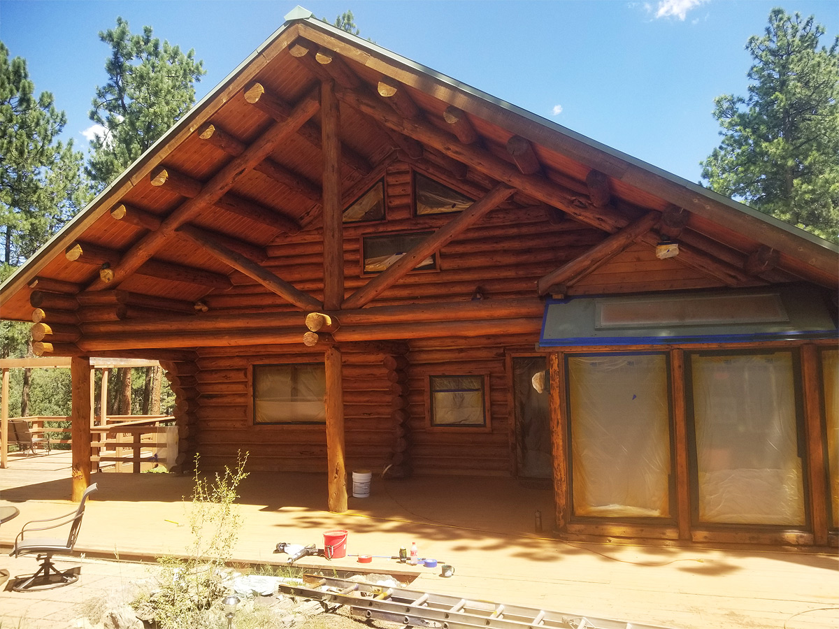 Log Home Construction Front View