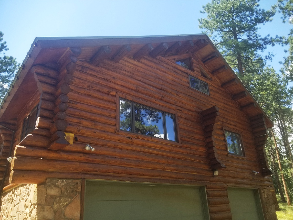 Log Home Sealed Garage View