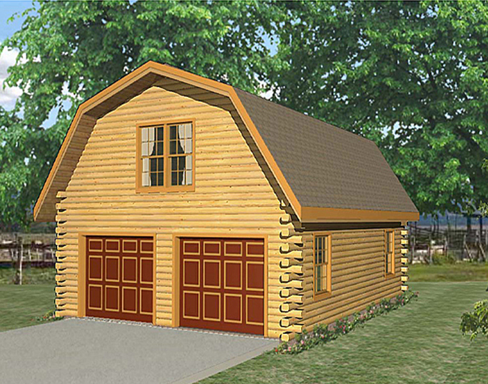 Log Home Kit Live-In Garage