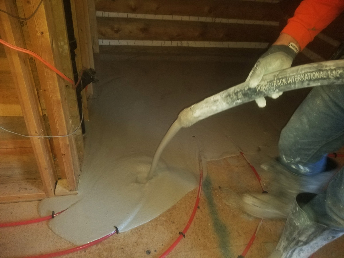 In-Floor Radiant Heating Pouring the Cement